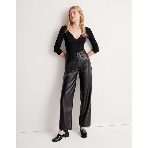 Madewell The Perfect Vintage Wideleg Pant Faux Leather Edition - 23 - Picture 2 of 5